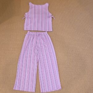 Striped Pink Kids Pants Set
